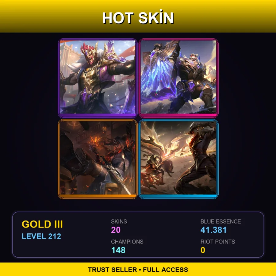 LAN | Lv212 | Gold III | 20 Skin | 148 Champ