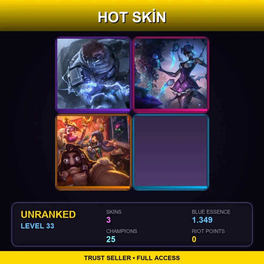 LAN | Lv33 | Unranked | 3 Skin | 25 Champ