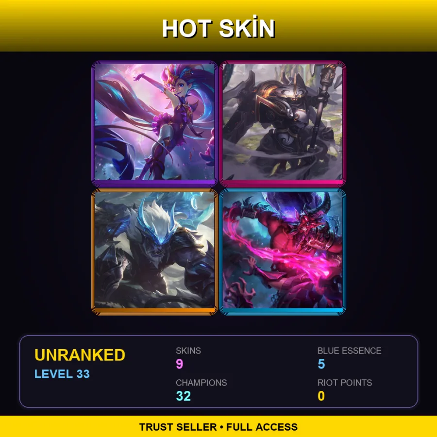 NA | Lv33 | Unranked | 9 Skin | 32 Champ with Nunu & Willump