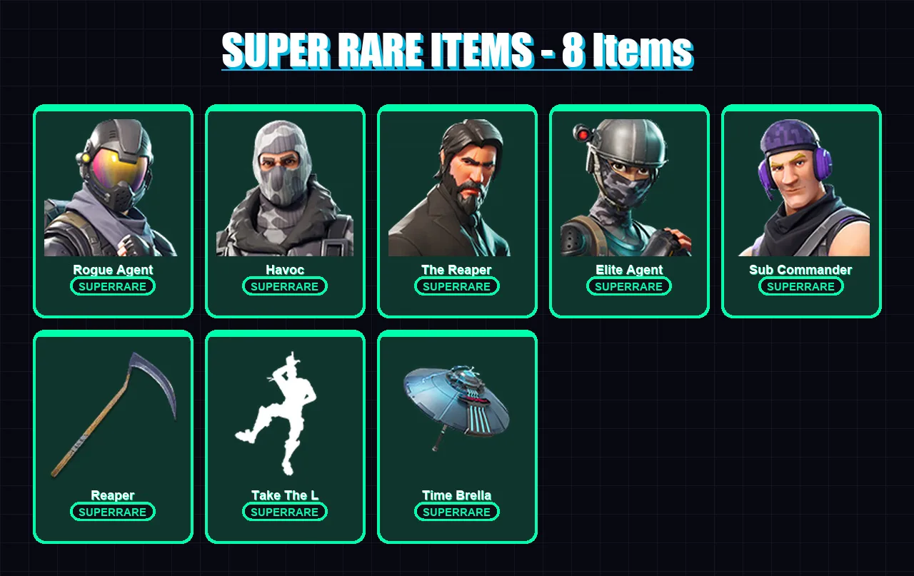 [PC/XBOX/PSN] | Rogue Agent | Havoc | The Reaper | Elite Agent | Sub Commander | 42 skin | 37 pickaxe | 30 emote | 26 glider | Lv424 — Game account