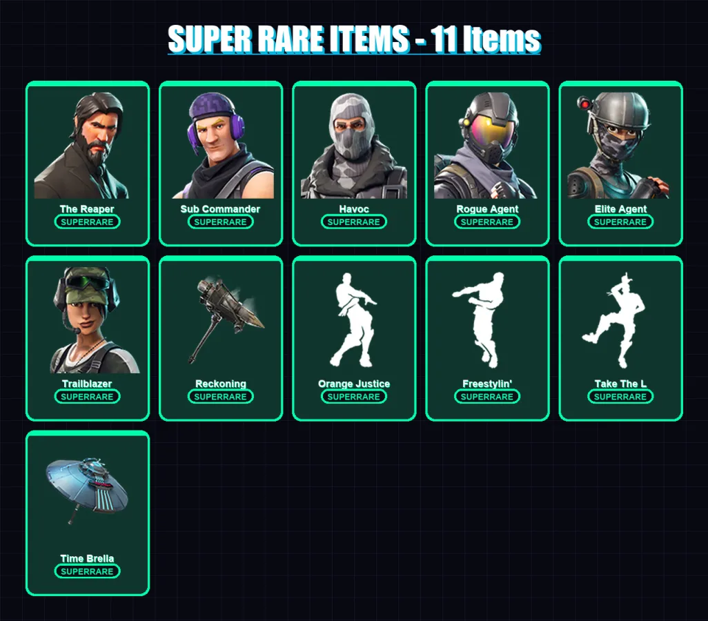 [PC/XBOX/PSN] | The Reaper | Sub Commander | Havoc | Rogue Agent | Elite Agent | 65 skin | 73 pickaxe | 62 emote | 73 glider | Lv1142