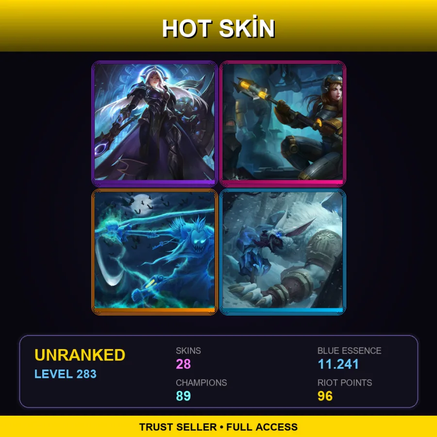 LAN | Lv283 | Unranked | 28 Skin | 89 Champ — Molten Rammus
