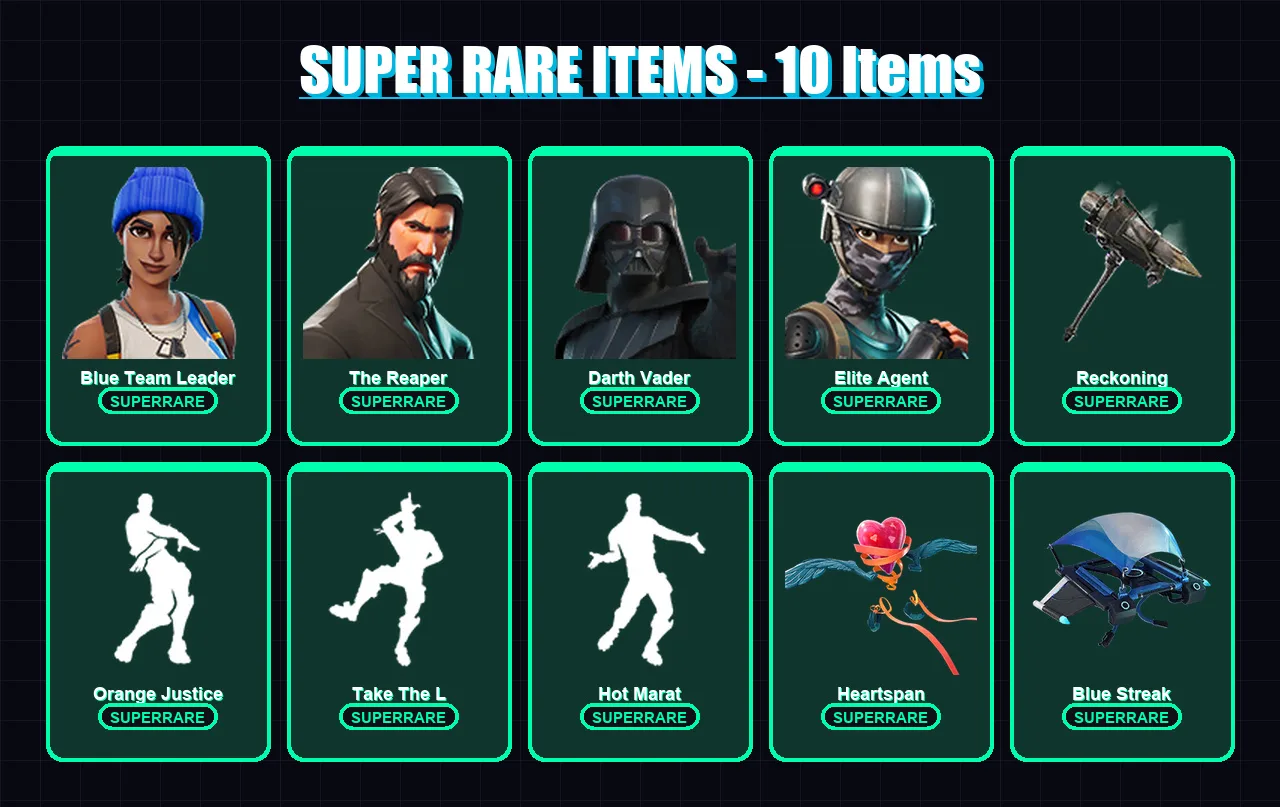 [PS4/PS5/XBOX/PC] | Blue Team Leader | The Reaper | Darth Vader | Elite Agent | Son Goku | 131 skin | 151 pickaxe | 124 emote | 156 glider | Lv2451