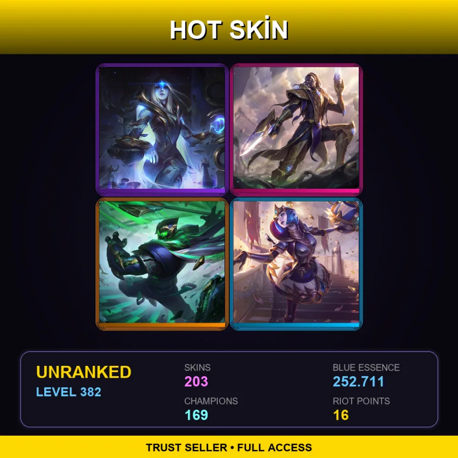 EUW | Lv382 | Unranked | 203 Skin | 169 Champ