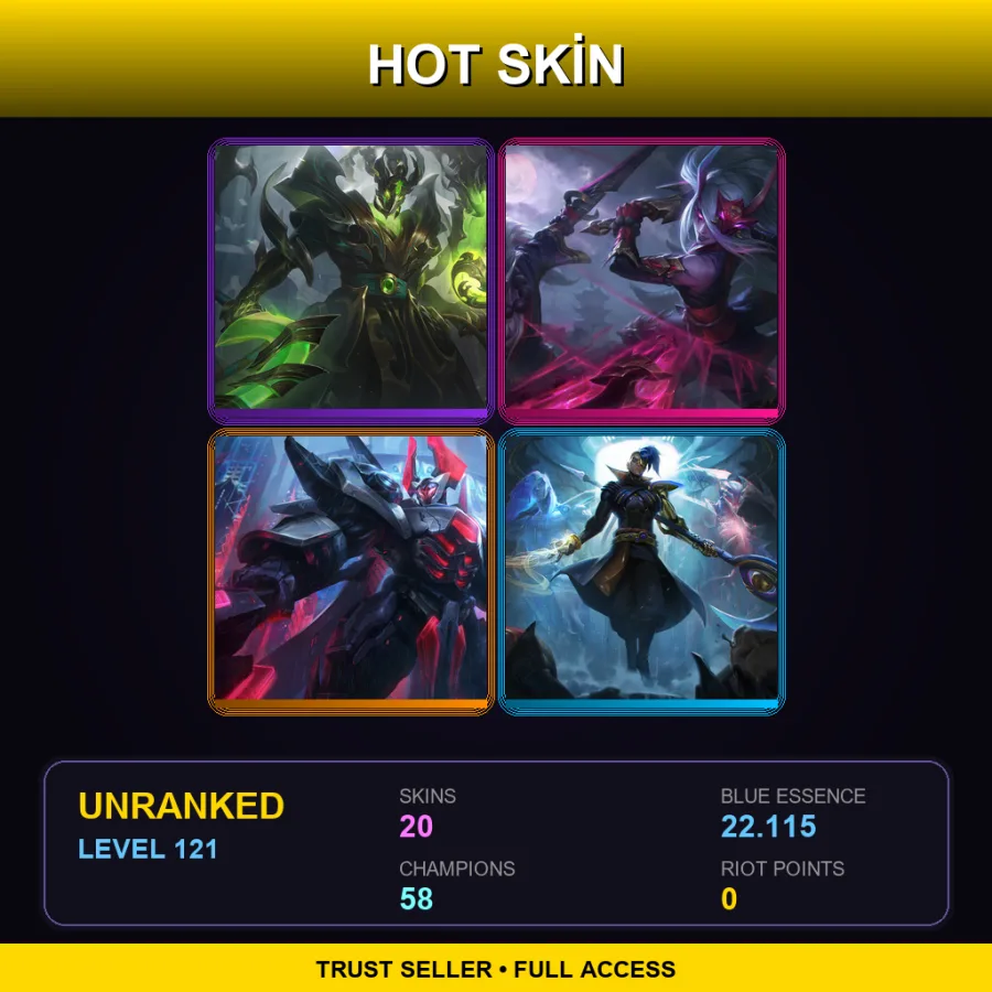 EUNE | Lv121 | Unranked | 20 Skin | 58 Champ