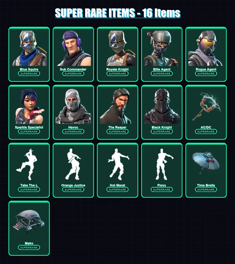 [PC/XBOX] | Blue Squire | Sub Commander | Royale Knight | Elite Agent | Rogue Agent | 61 skin | 56 pickaxe | 56 emote | 61 glider | Lv873