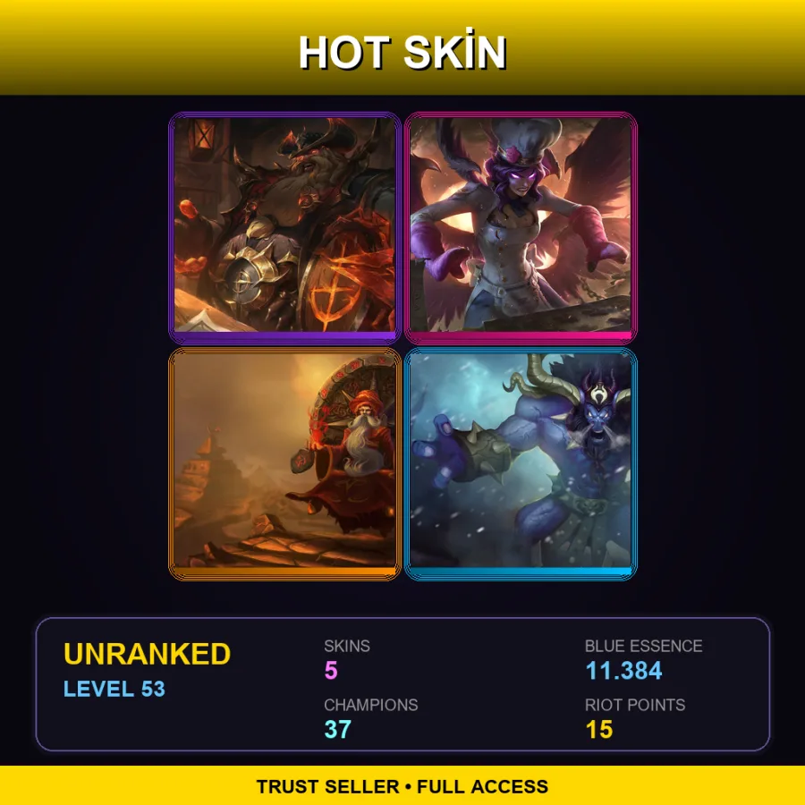 EUNE | Lv53 | Unranked | 5 Skin | 37 Champ