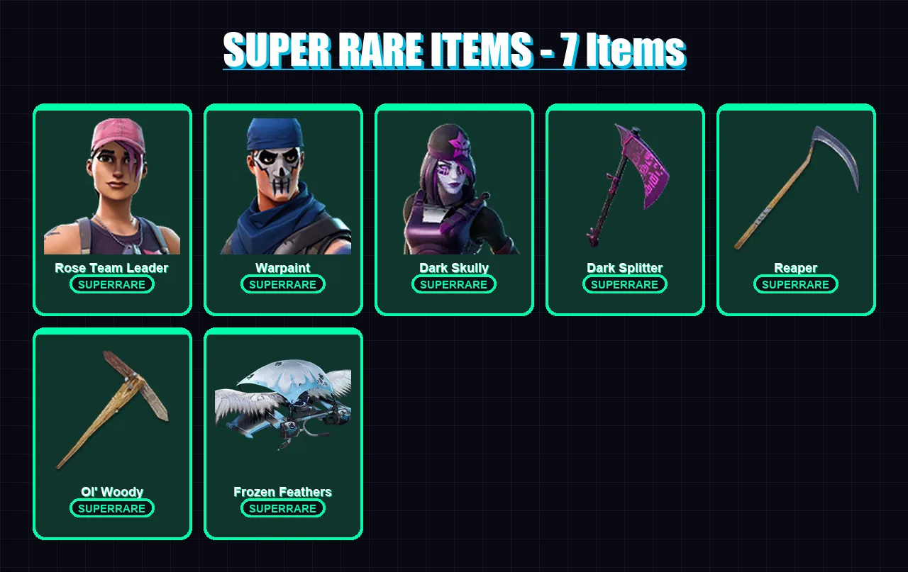 [PC] | Rose Team Leader | Warpaint | Dark Skully | The Ice King | Midas Rex | 198 skin | 176 pickaxe | 142 emote | 113 glider | Lv1327