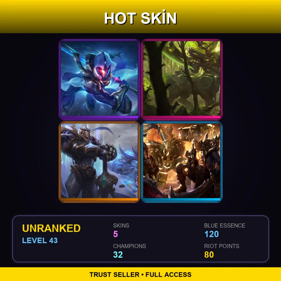 LAS | Lv43 | Unranked | 5 Skin | 32 Champ — LoL account