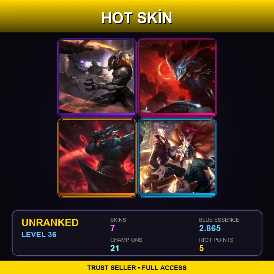 EUNE | Lv36 | Unranked | 7 Skin | 21 Champ — LoL account