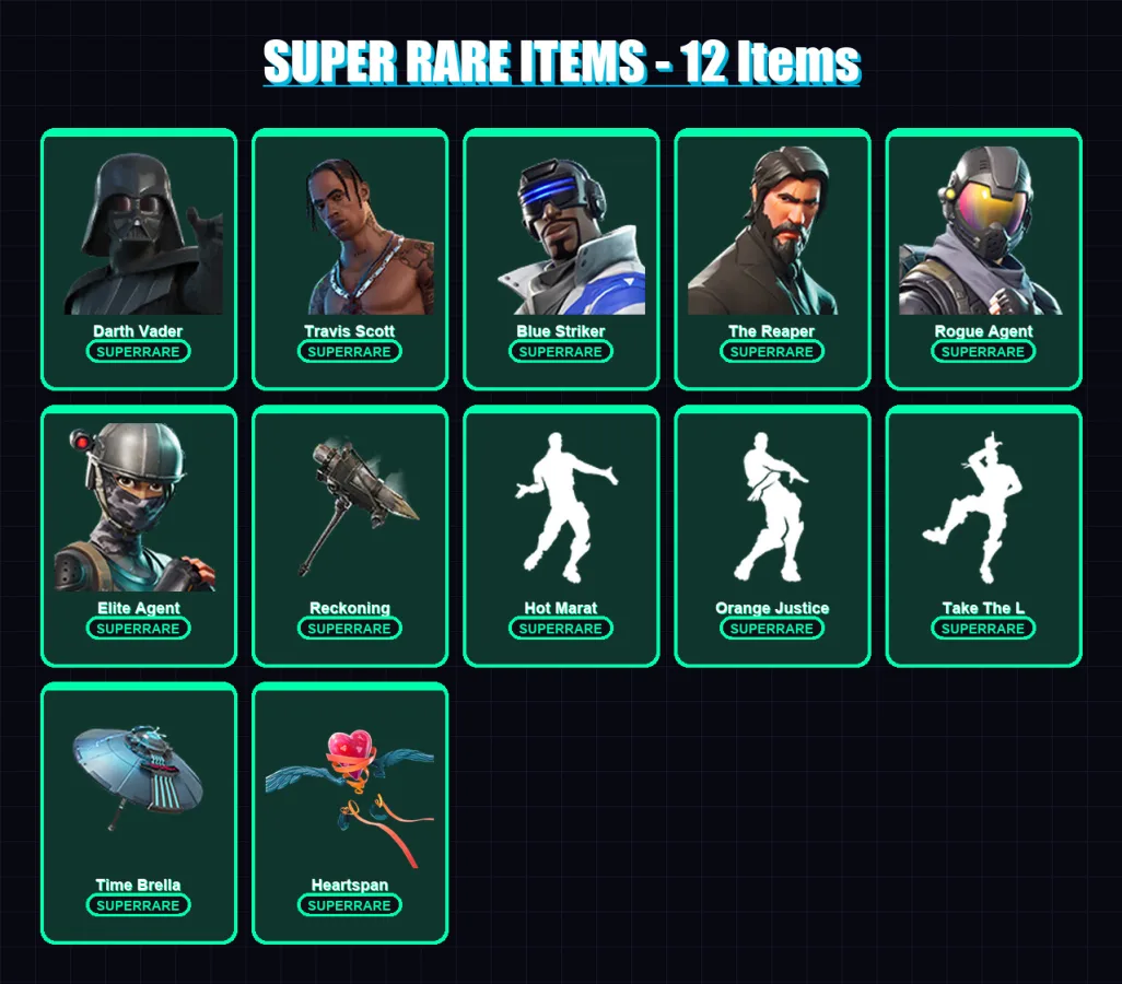 [PS4/PS5/XBOX/PC] | Darth Vader | Travis Scott | Blue Striker | The Reaper | Rogue Agent | 81 skin | 75 pickaxe | 86 emote | 97 glider | Lv1664