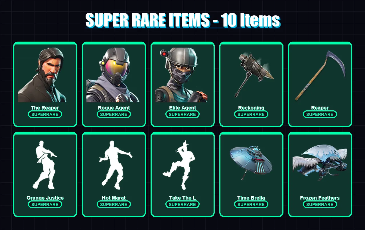 [PC] | The Reaper | Rogue Agent | Elite Agent | Raz | Predator | 123 skin | 111 pickaxe | 120 emote | 104 glider | Lv1573 — Fortnite account