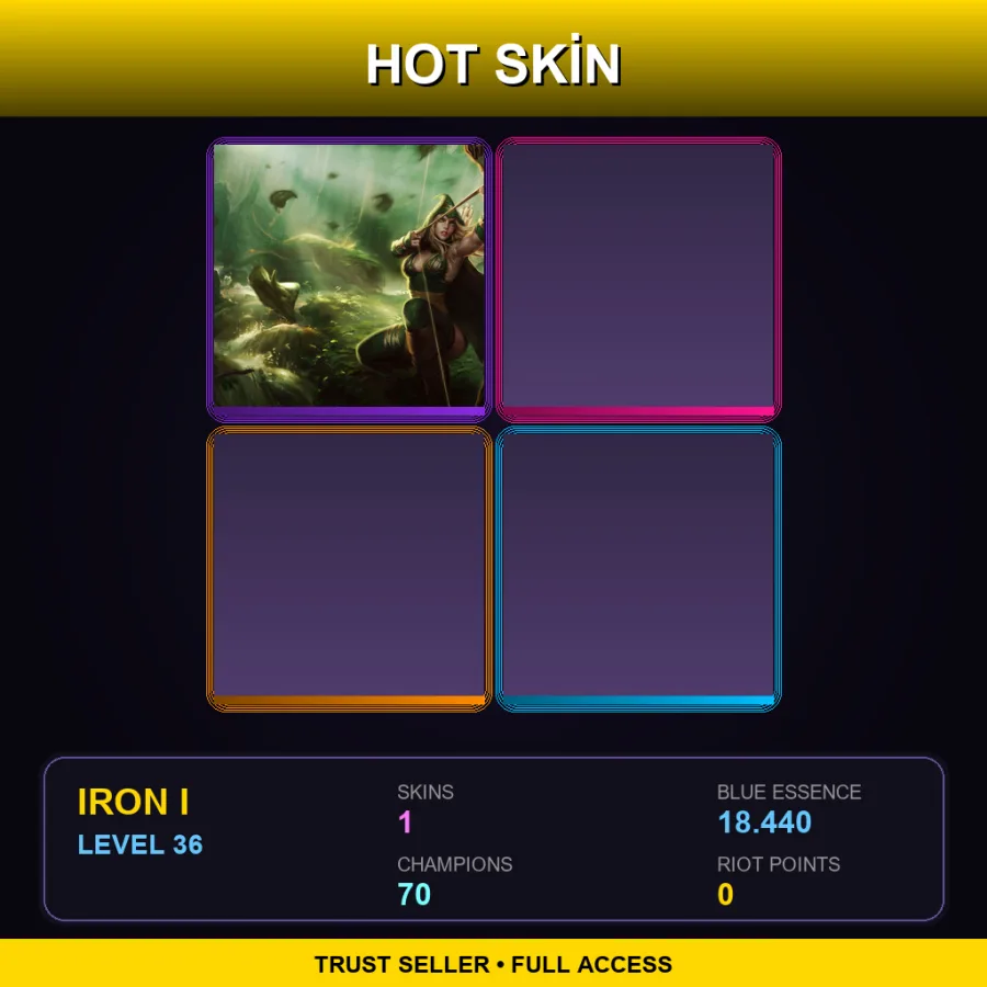 EUW | Lv36 | Iron I | 1 Skin | 70 Champ