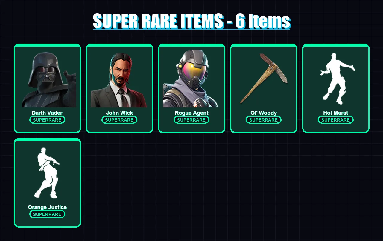 [PC/PSN] | Darth Vader | John Wick | Rogue Agent | Omega | Nezumi | 190 skin | 201 pickaxe | 192 emote | 179 glider | Lv3141