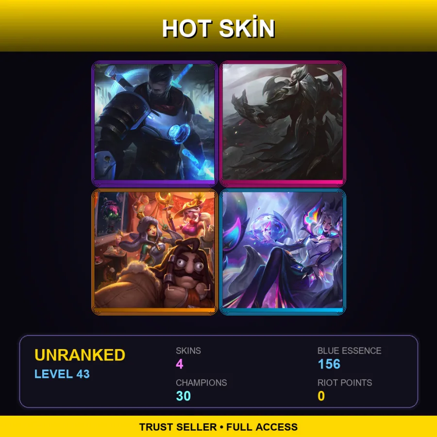 EUNE | Lv43 | Unranked | 4 Skin | 30 Champ