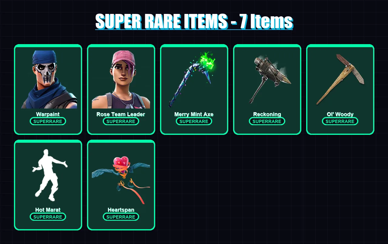 [PC/XBOX/PSN] | Warpaint | Rose Team Leader | A.I.M. | Dire | Gear Specialist Maya | 108 skin | 94 pickaxe | 143 emote | 99 glider | Lv1336