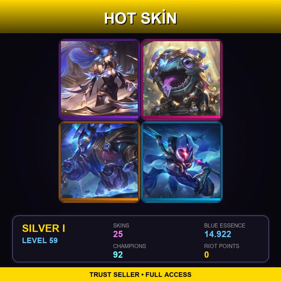 LAN | Lv59 | Silver I | 25 Skin | 92 Champ