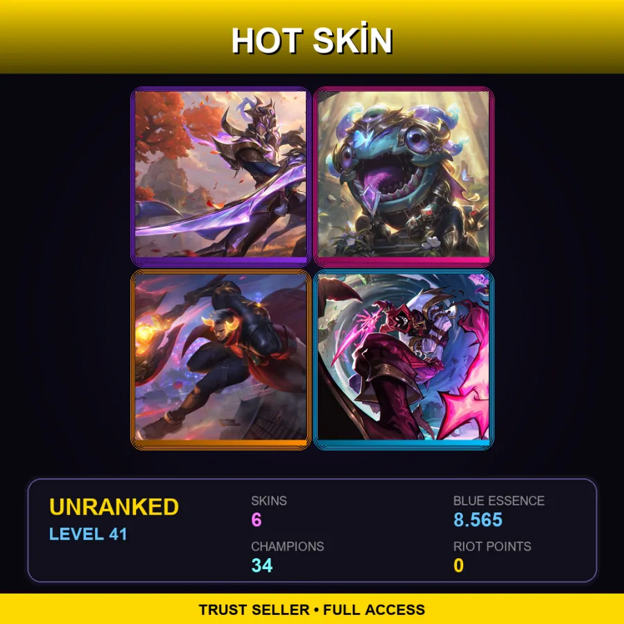 EUW | Lv41 | Unranked | 6 Skin | 34 Champ
