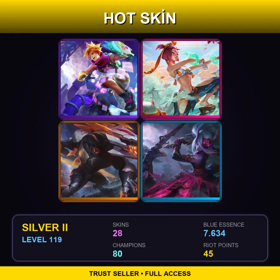 EUNE | Lv119 | Silver II | 28 Skin | 80 Champ — LoL account
