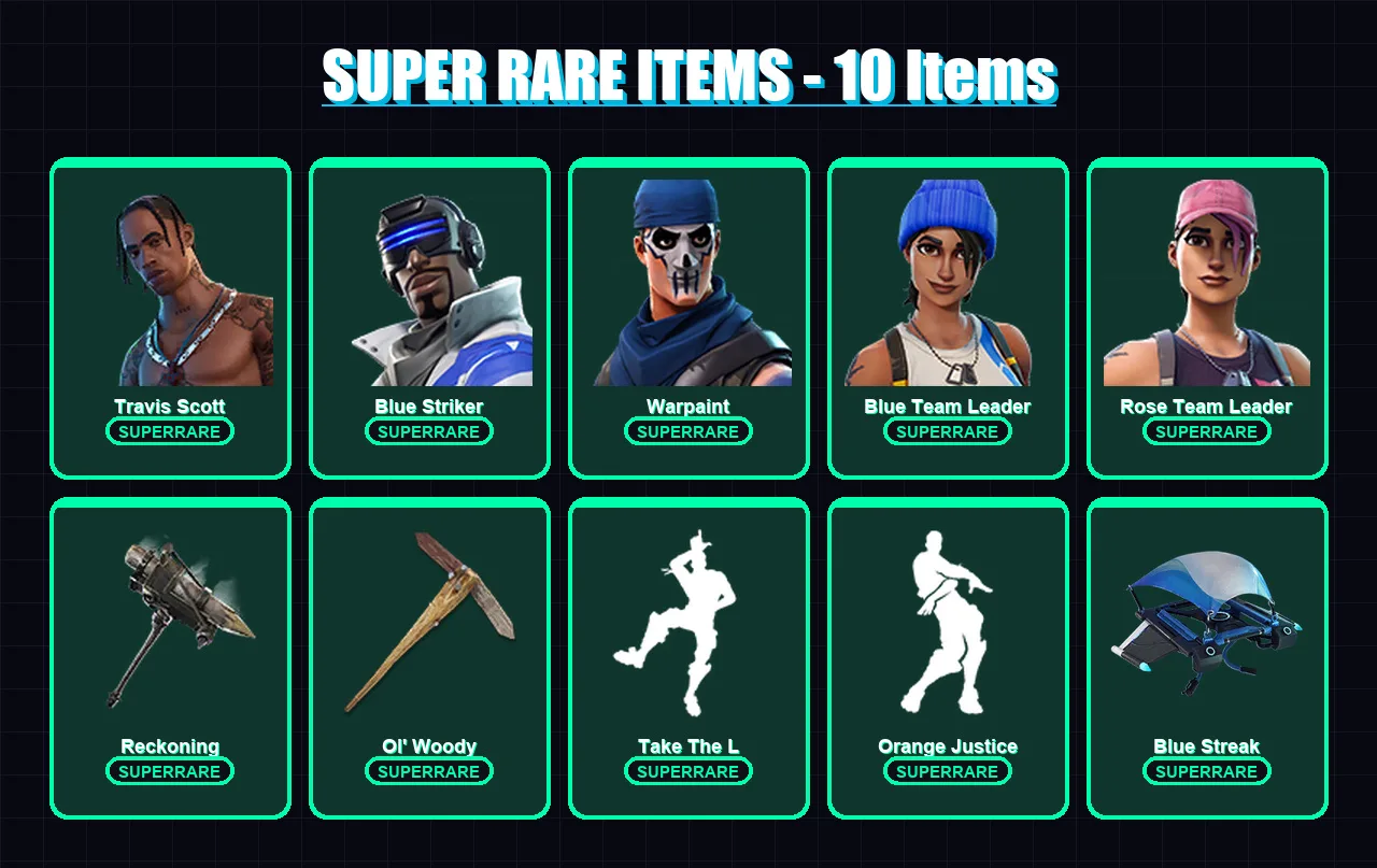[PS4/PS5/XBOX/PC] | Travis Scott | Blue Striker | Warpaint | Blue Team Leader | Rose Team Leader | 42 skin | 41 pickaxe | 43 emote | 48 glider | Lv6