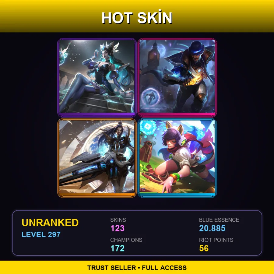 EUW | Lv297 | Unranked | 123 Skin | 172 Champ