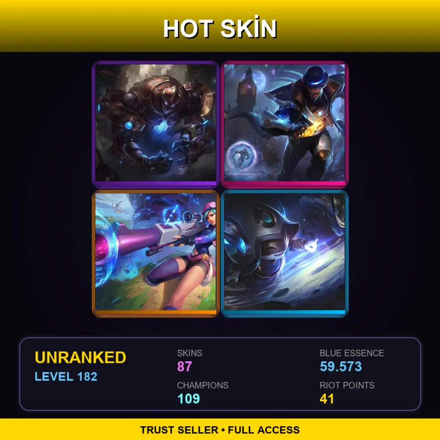 LAS | Lv182 | Unranked | 87 Skin | 109 Champ