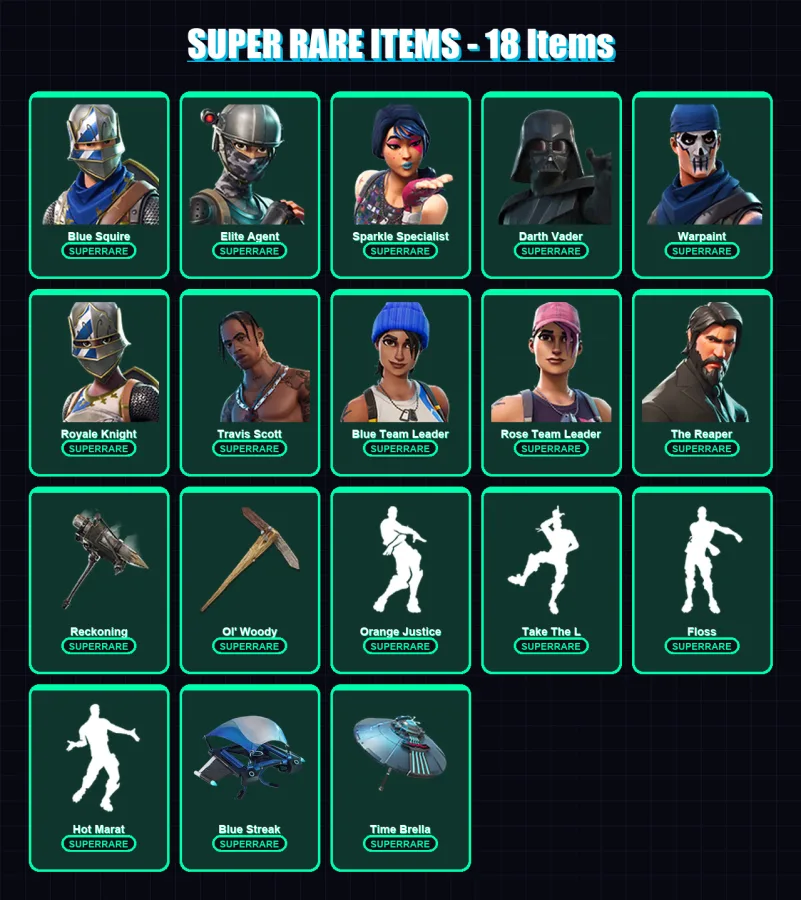 [PS4/PS5/XBOX/PC] | Blue Squire | Elite Agent | Sparkle Specialist | Darth Vader | Warpaint | 131 skin | 144 pickaxe | 124 emote | 155 glider | Lv19