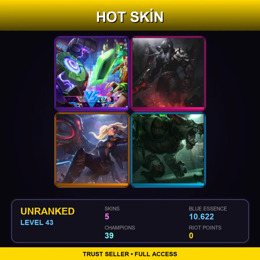 VN | Lv43 | Unranked | 5 Skin | 39 Champ — Feral Warwick
