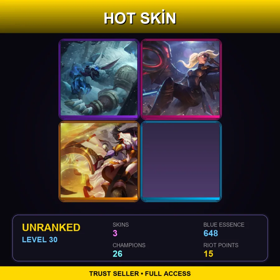 BR | Lv30 | Unranked | 3 Skin | 26 Champ