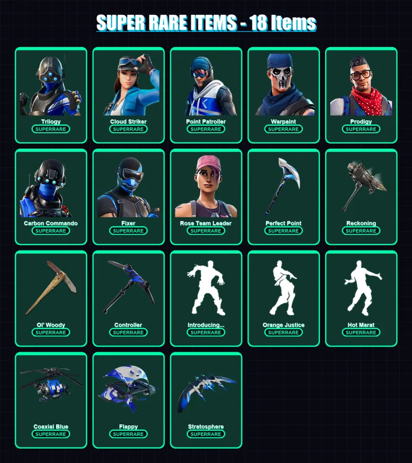[PC/XBOX] | Trilogy | Cloud Striker | Point Patroller | Warpaint | Prodigy | 116 skin | 95 pickaxe | 102 emote | 103 glider | Lv1505