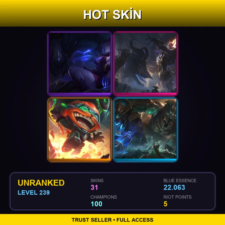 LAN | Lv239 | Unranked | 31 Skin | 100 Champ — Super Teemo