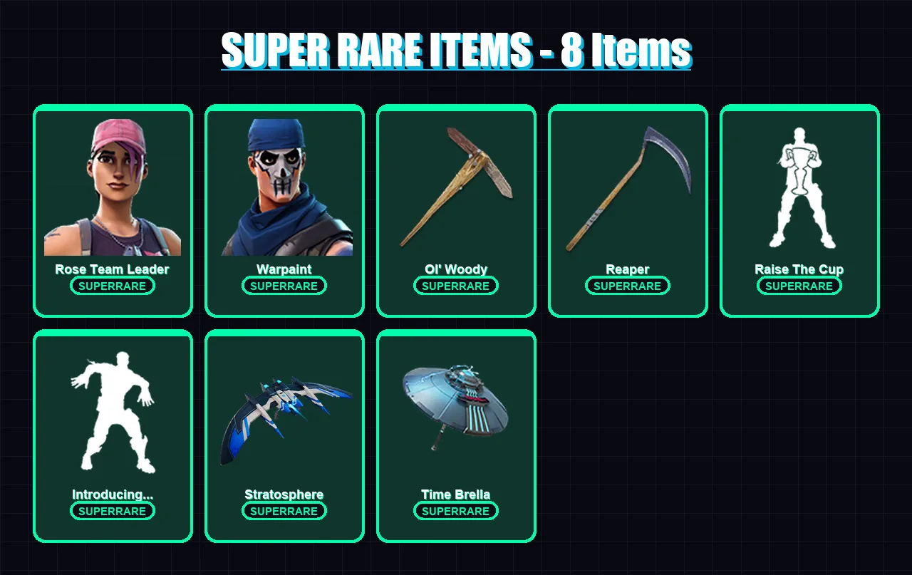 [PS4/PS5/XBOX/PC] | Rose Team Leader | Warpaint | Joey | Catalyst | Fusion | 81 skin | 108 pickaxe | 123 emote | 103 glider | Lv1804