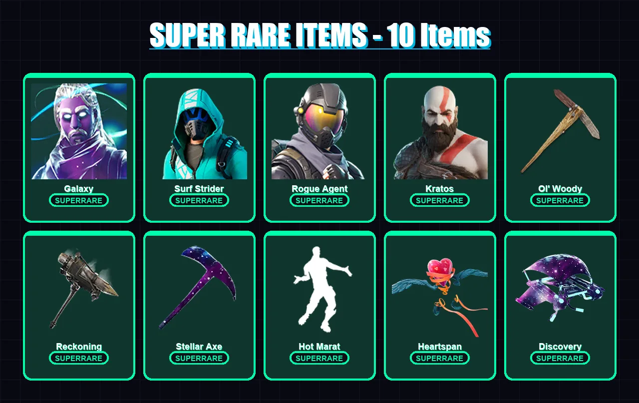 [PC/XBOX/PSN] | Galaxy | Surf Strider | Rogue Agent | Kratos | Spectra Knight | 124 skin | 118 pickaxe | 111 emote | 109 glider | Lv1605