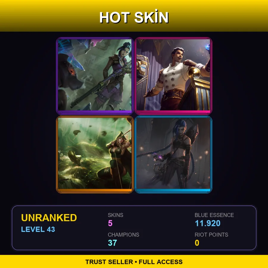 LAS | Lv43 | Unranked | 5 Skin | 37 Champ — LoL account