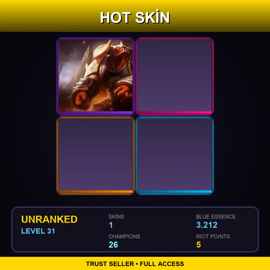 EUW | Lv31 | Unranked | 1 Skin | 26 Champ