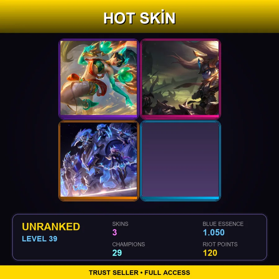 EUW | Lv39 | Unranked | 3 Skin | 29 Champ