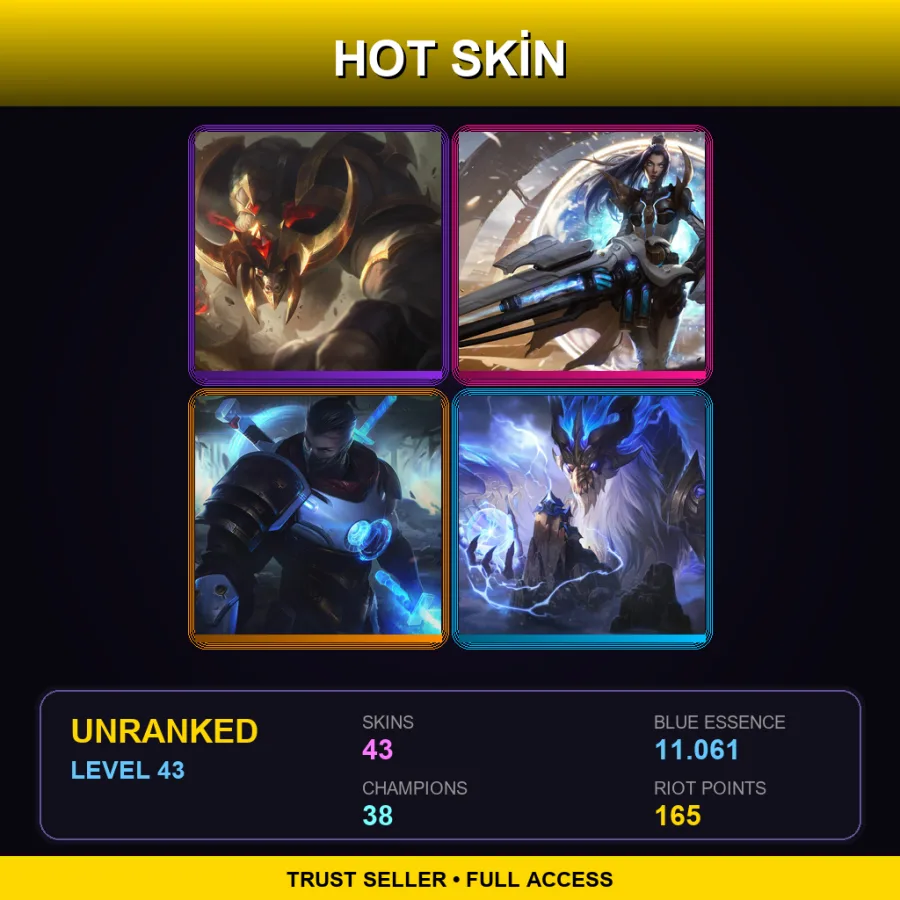 BR | Conqueror Alistar | Pulsefire Caitlyn | Pulsefire Shen | Storm Dragon Aurelion Sol | 43 Skin | 38 Champ | Lv43