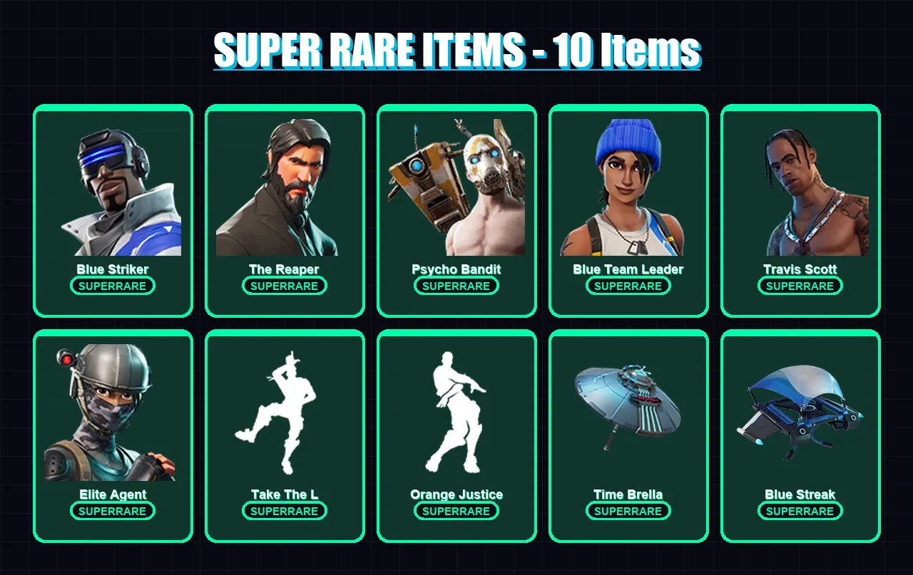[PC/XBOX/PSN] | Blue Striker | The Reaper | Psycho Bandit | Blue Team Leader | Travis Scott | 431 skin | 392 pickaxe | 313 emote | 225 glider | Lv48