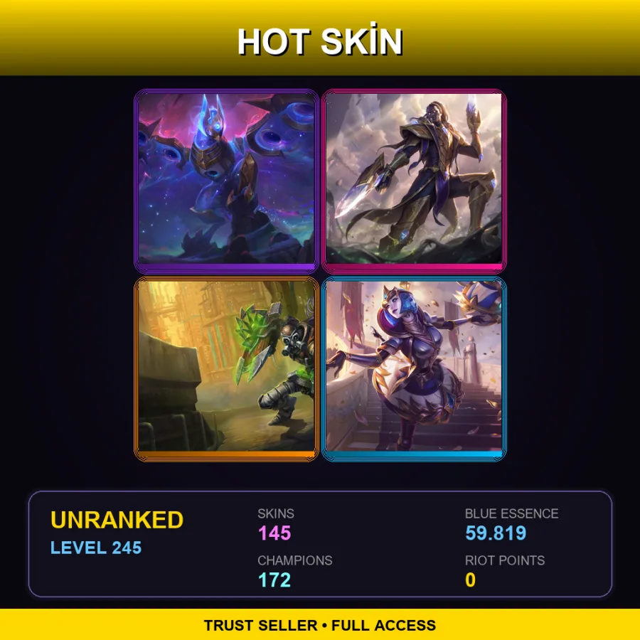 SG | Lv245 | Unranked | 145 Skin | 172 Champ — Hextech Singed