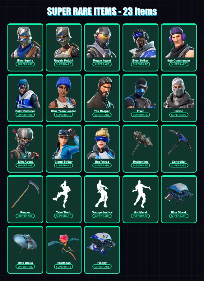 [PS4/PS5/XBOX/PC] | Blue Squire | Royale Knight | Rogue Agent | 129 skin | Lv1513