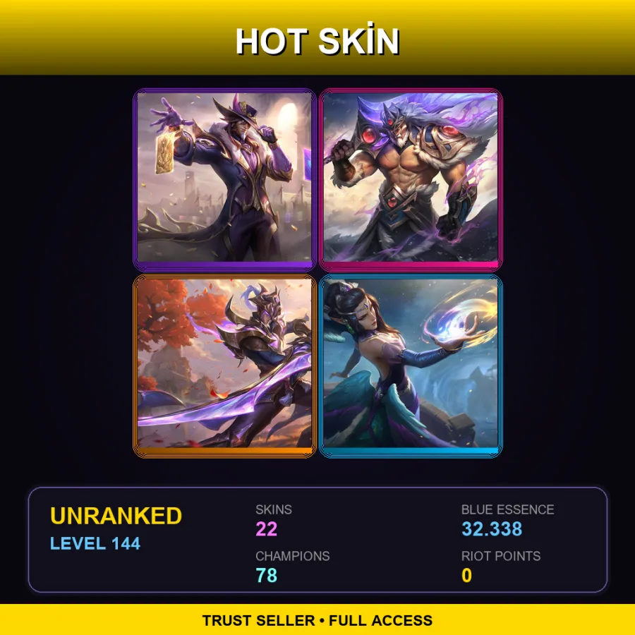 EUNE | Lv144 | Unranked | 22 Skin | 78 Champ — Bewitching Neeko