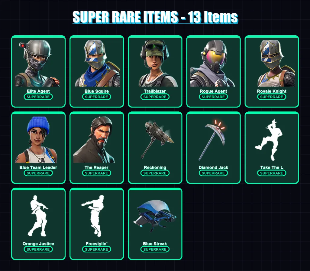 [PC/XBOX] | Elite Agent | Blue Squire | Trailblazer | Rogue Agent | Royale Knight | 42 skin | 50 pickaxe | 61 emote | 52 glider | Lv907