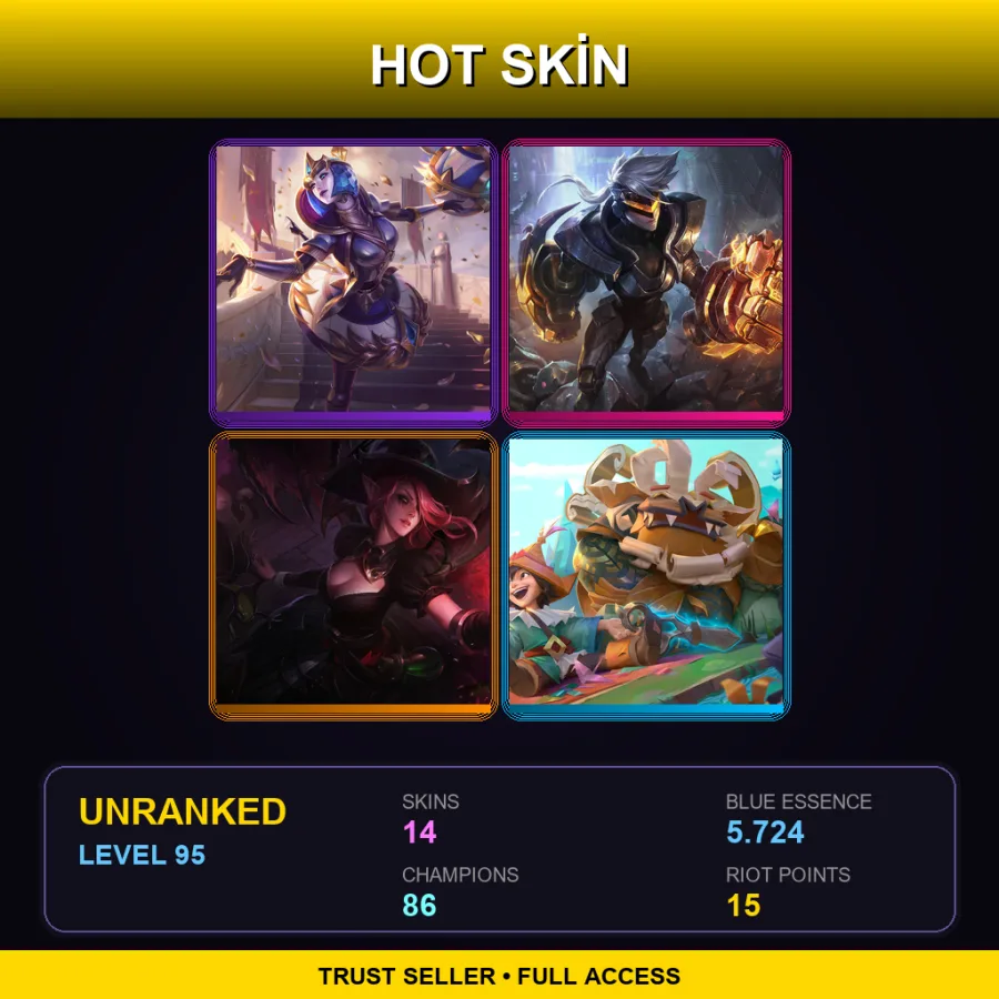 EUW | Lv95 | Unranked | 14 Skin | 86 Champ