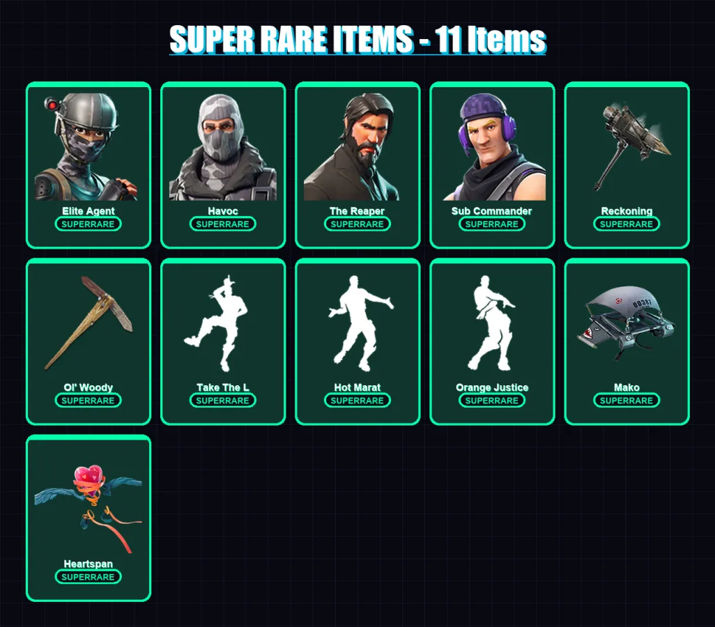 [PC/XBOX/PSN] | Elite Agent | Havoc | The Reaper | Sub Commander | Wukong | 49 skin | 28 pickaxe | 46 emote | 38 glider | Lv543 — Fortnite account