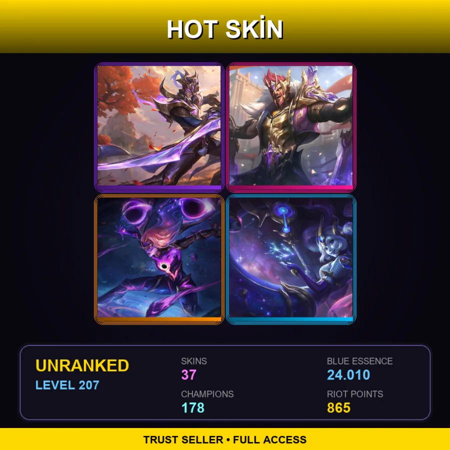 LAN | Lv207 | Unranked | 37 Skin | 178 Champ — Coven Nilah