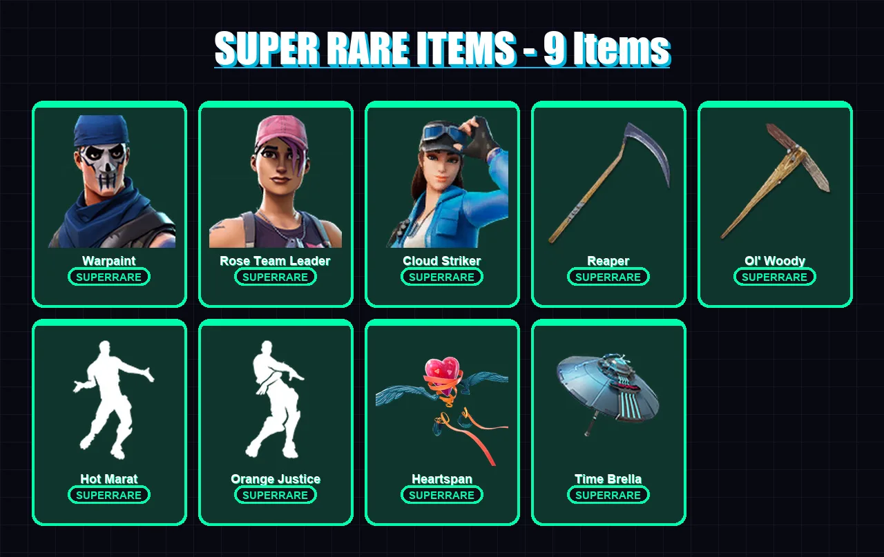 [PC/XBOX] | Warpaint | Rose Team Leader | Cloud Striker | Zeus | Eternal Knight | 161 skin | 154 pickaxe | 127 emote | 135 glider | Lv2247