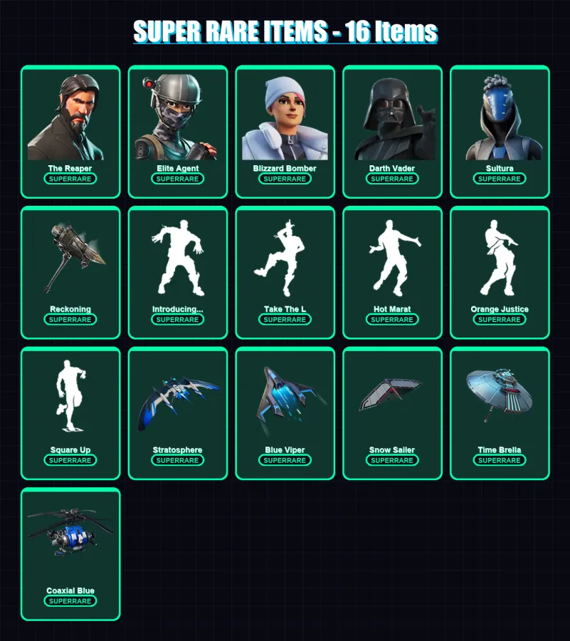 [PS4/PS5/XBOX/PC] | The Reaper | Elite Agent | Blizzard Bomber | Darth Vader | Sultura | 267 skin | 294 pickaxe | 273 emote | 219 glider | Lv2767