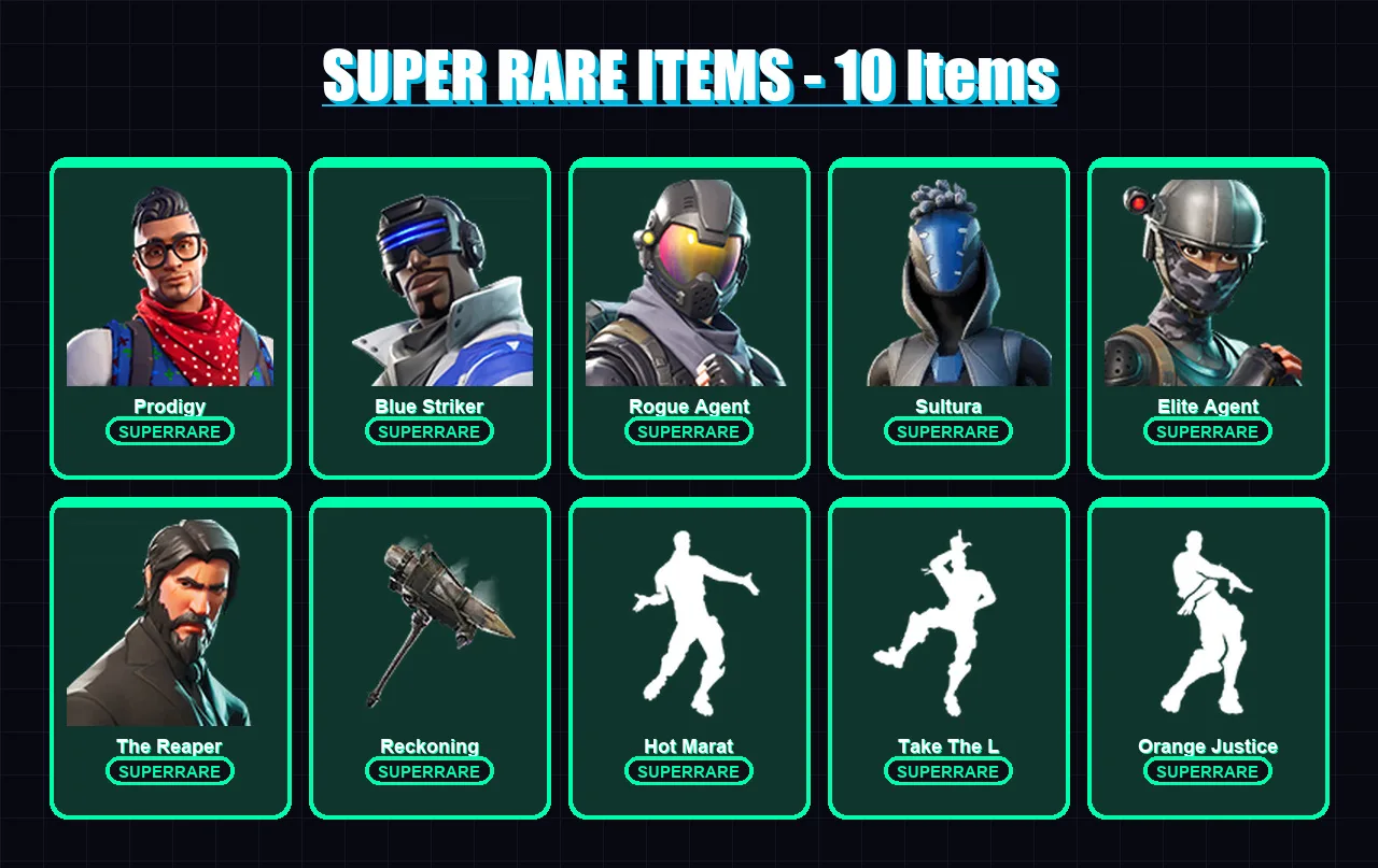 [PS4/PS5/XBOX/PC] | Prodigy | Blue Striker | Rogue Agent | Sultura | Elite Agent | 63 skin | 44 pickaxe | 55 emote | 47 glider | Lv670