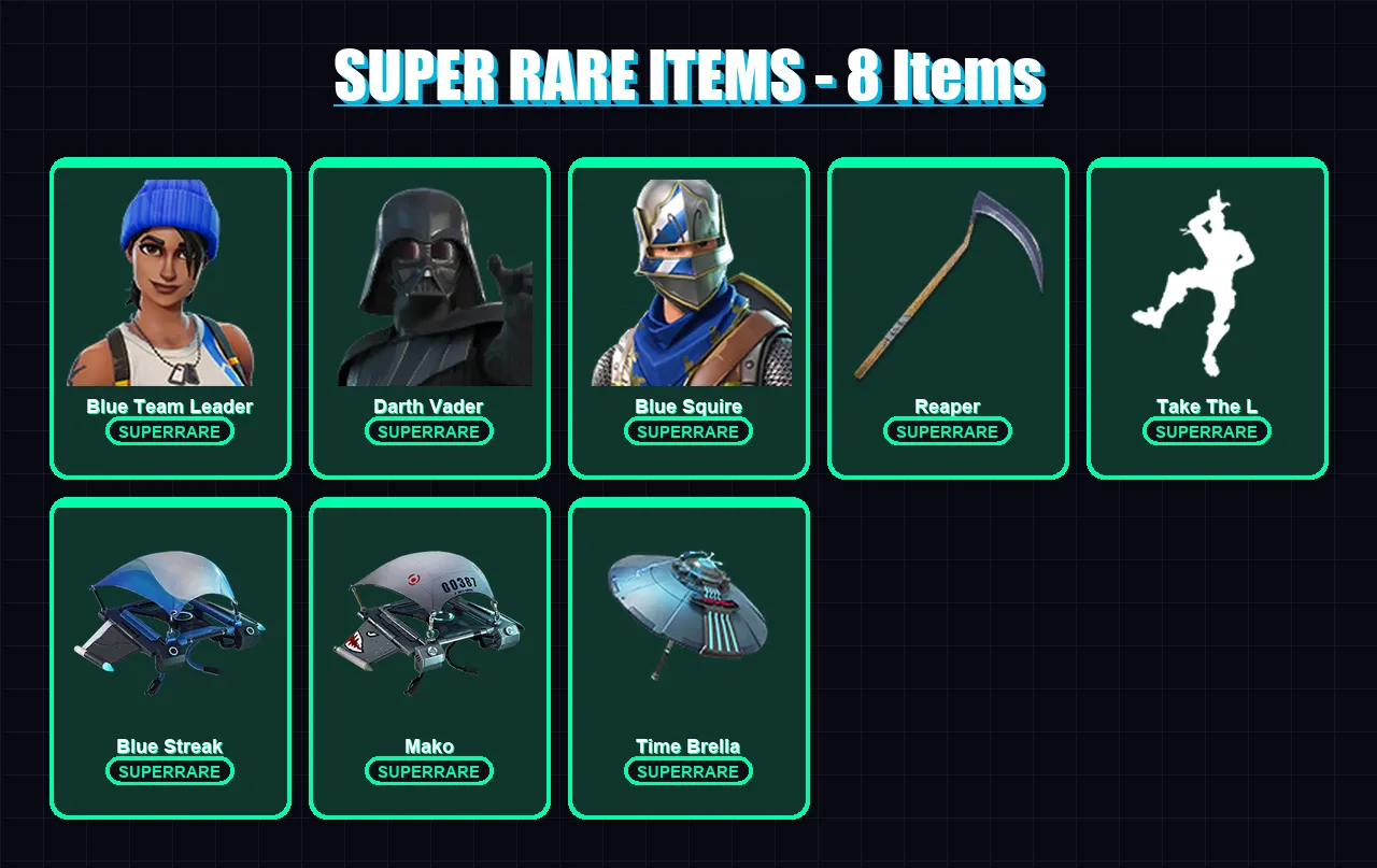 [PS4/PS5/XBOX/PC] | Blue Team Leader | Darth Vader | OG Skull Trooper | Blue Squire | Rox | 52 skin | 60 pickaxe | 56 emote | 59 glider | Lv726 — Fortnite account
