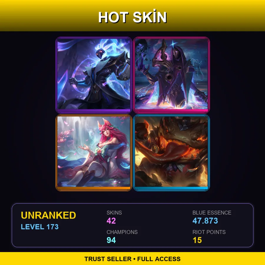 EUW | Lv173 | Unranked | 42 Skin | 94 Champ